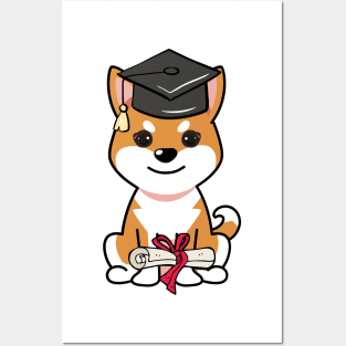 Cute orange dog is a graduate Posters and Art